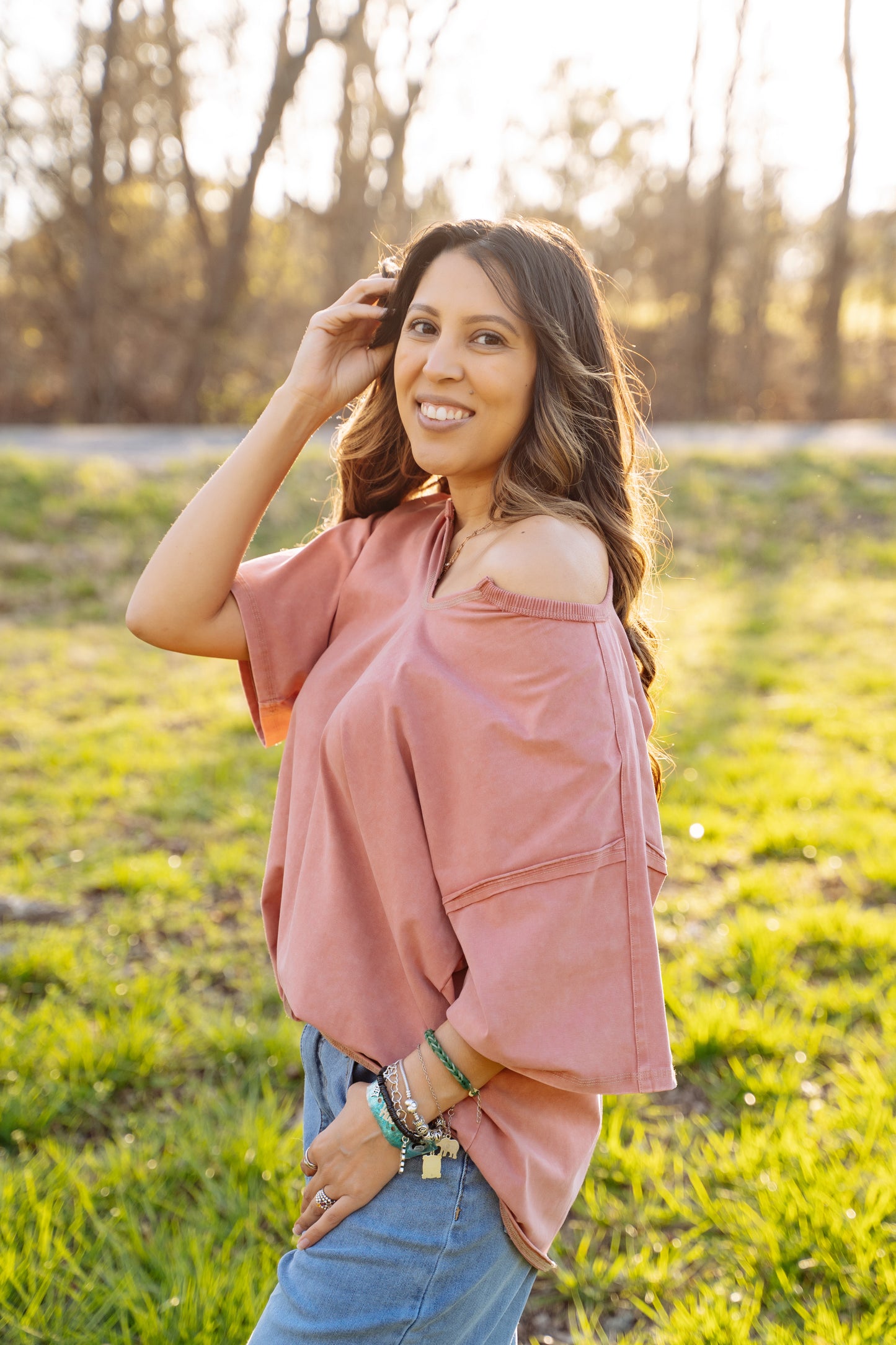 Washed Cotton Jersey Oversized Top