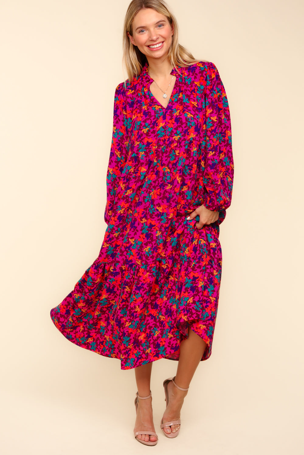 Floral Tiered Loose Fit Maxi Dress