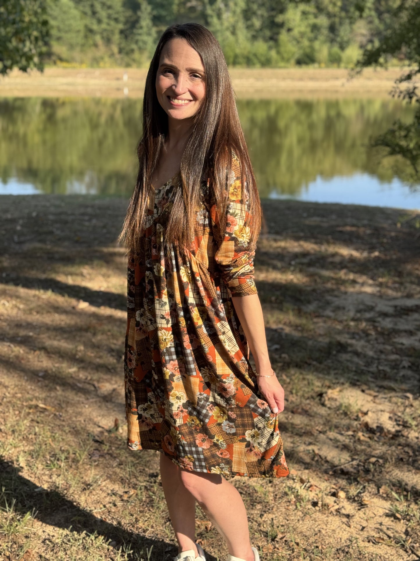 Plaid & Floral Patchwork Dress