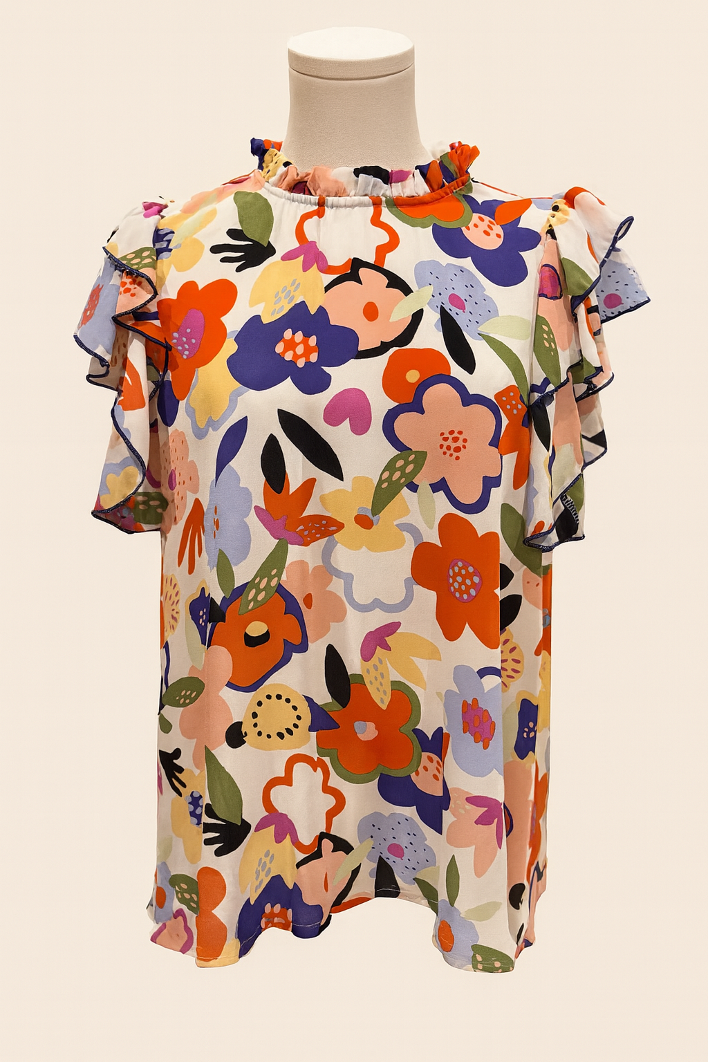 Floral Print Ruffle Top