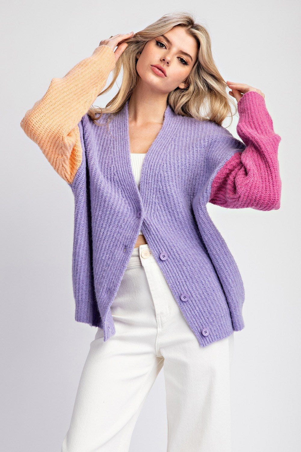 Color Block Long Sleeve Cardigan