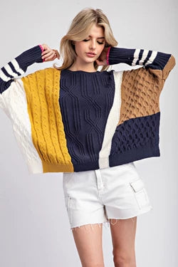 Color Block Long Sleeve Sweater