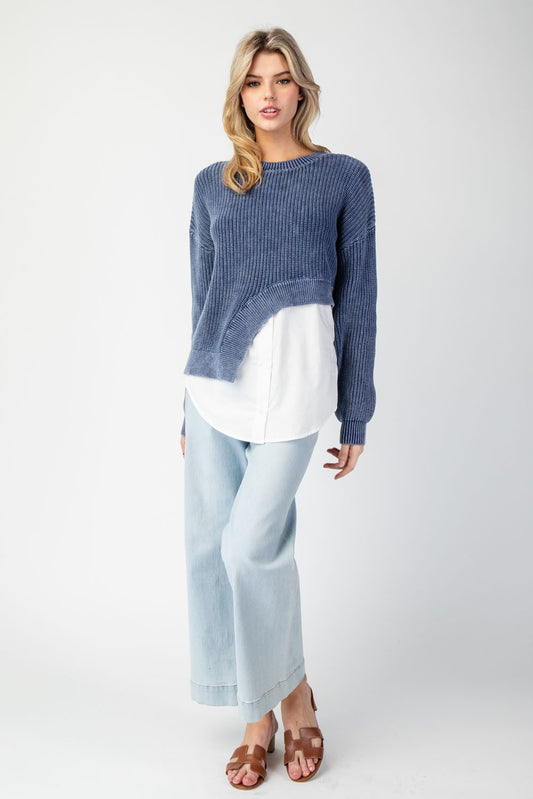 Asymmetrical Sweater Layered Shirt