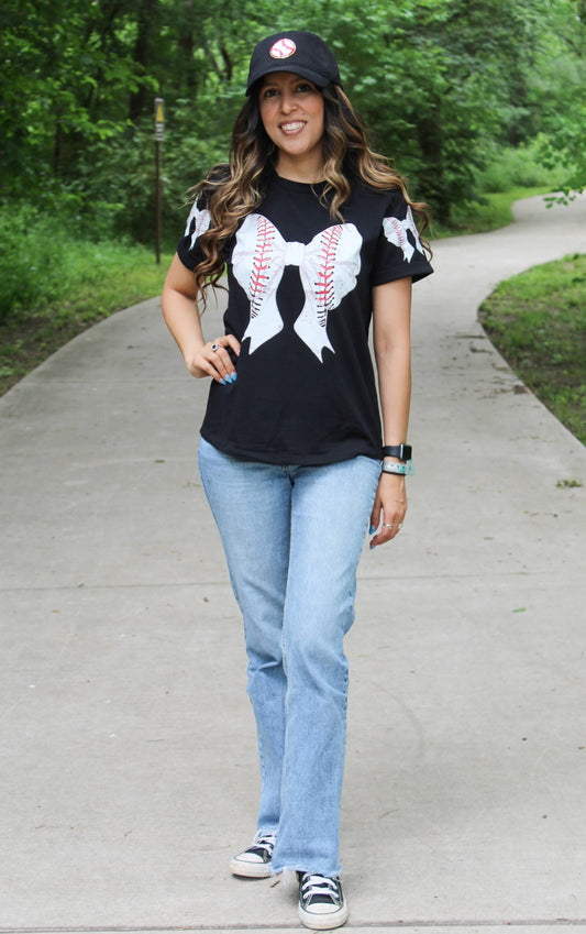 Baseball Bow Graphic Relaxed Tee