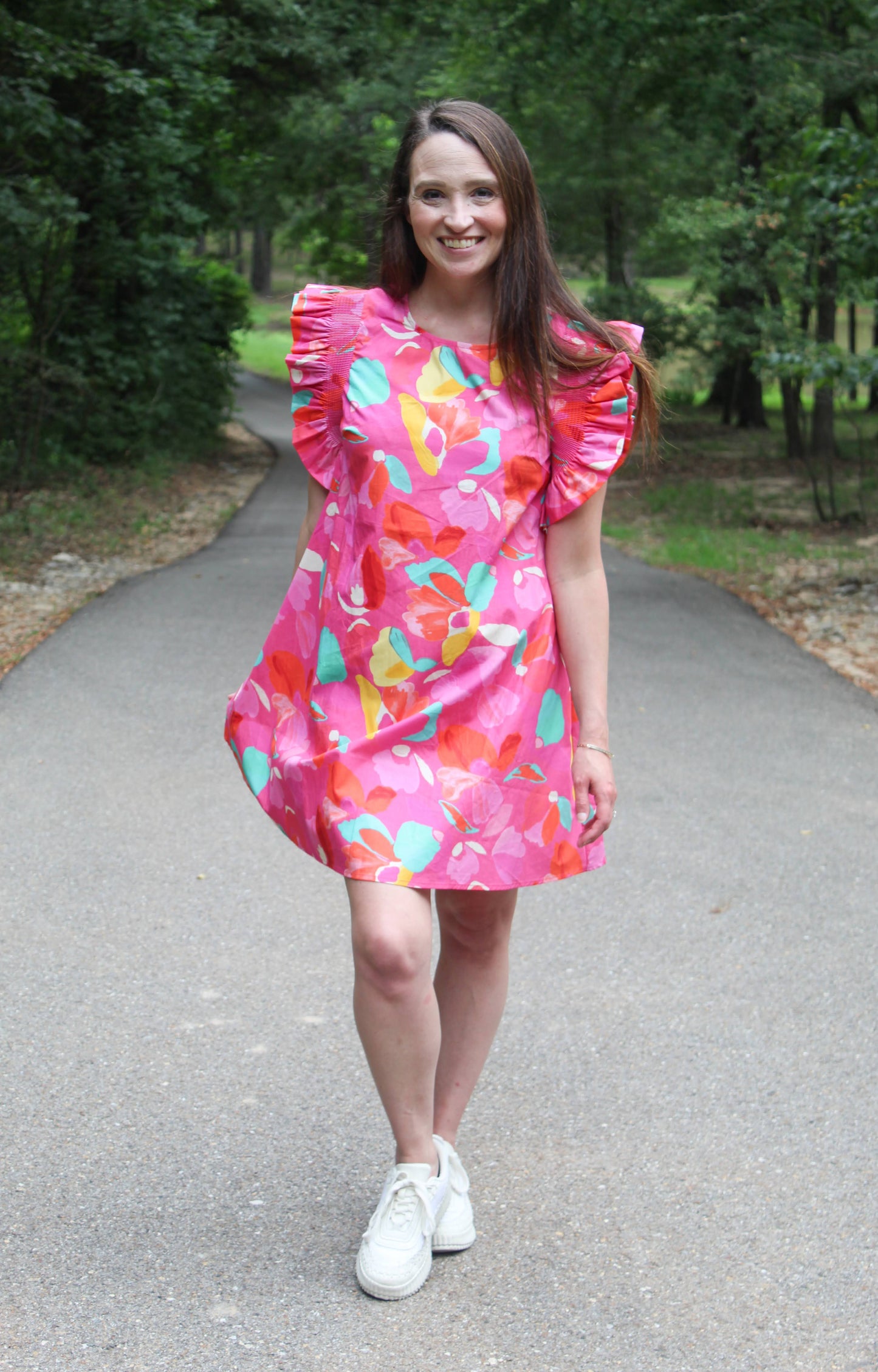 Floral Printed Ruffle Sleeve Dress