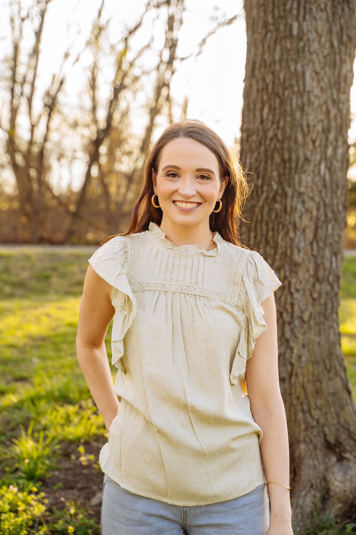 Green Fluttered Sleeve Top