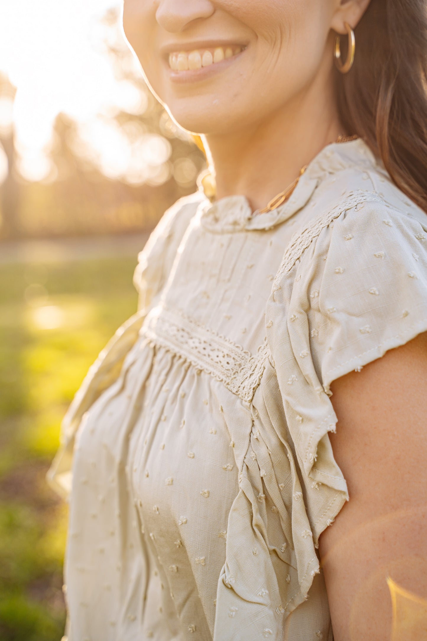 Green Fluttered Sleeve Top