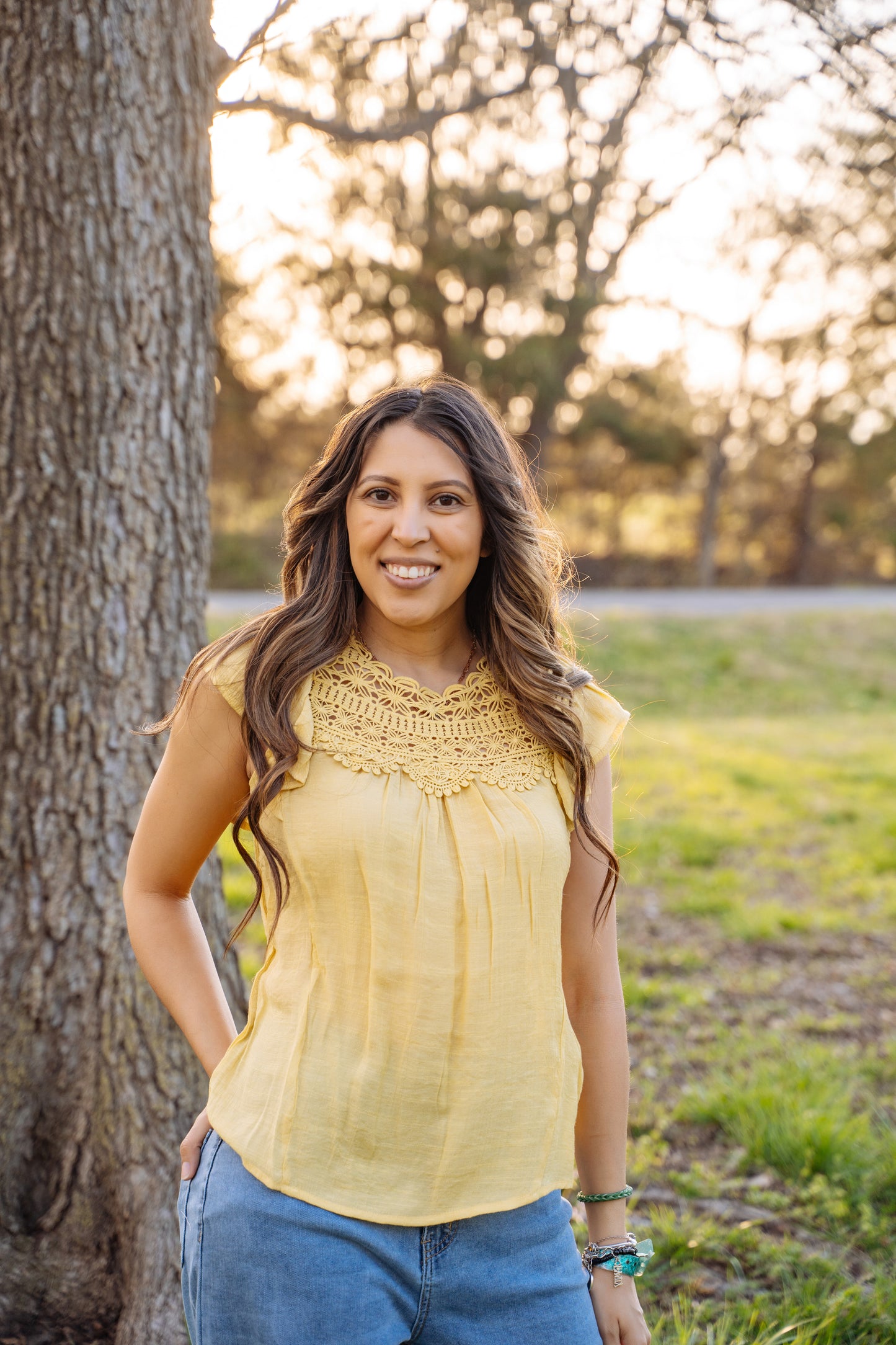 Yellow Top With Lace Detail