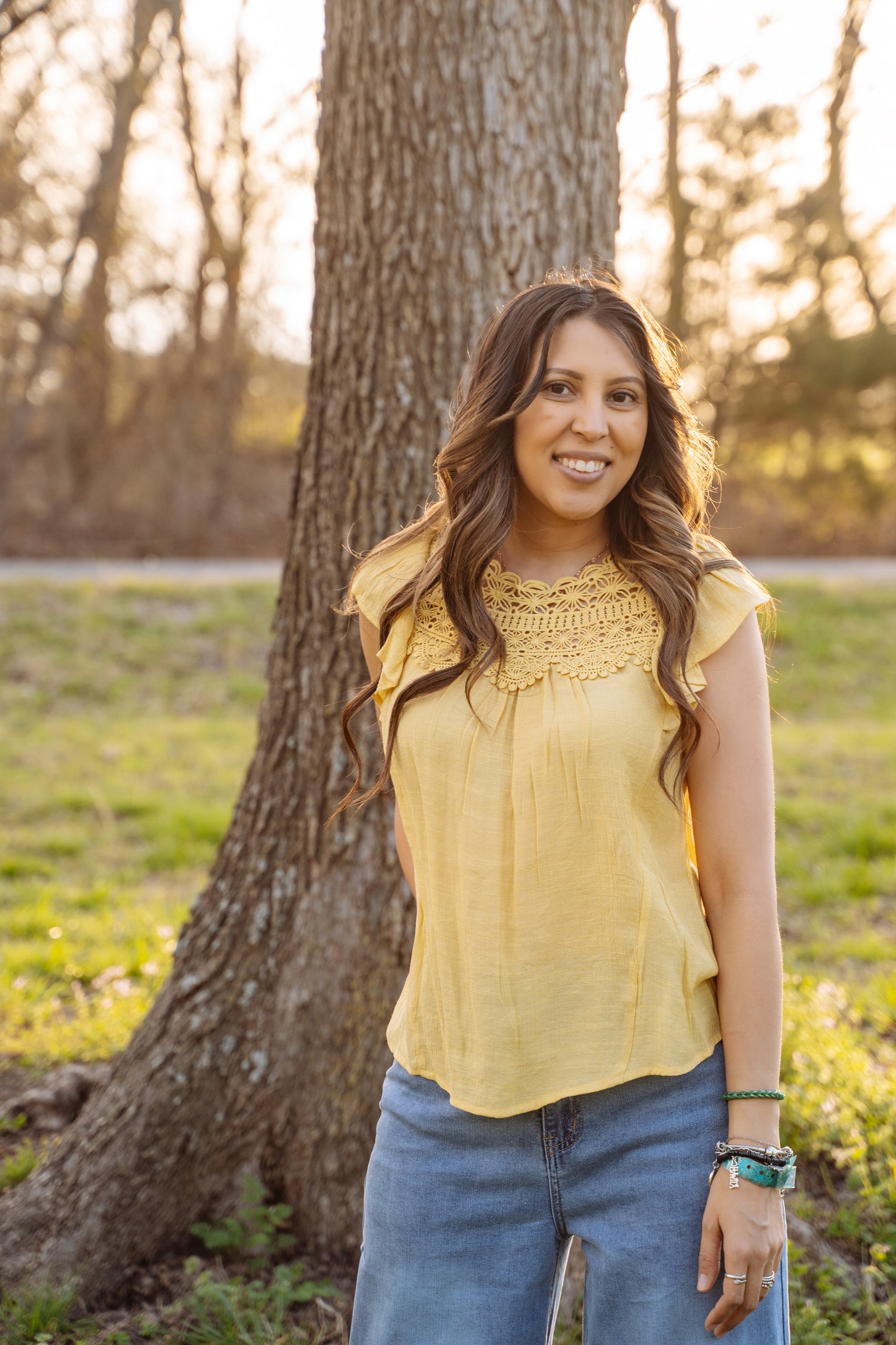 Yellow Top With Lace Detail