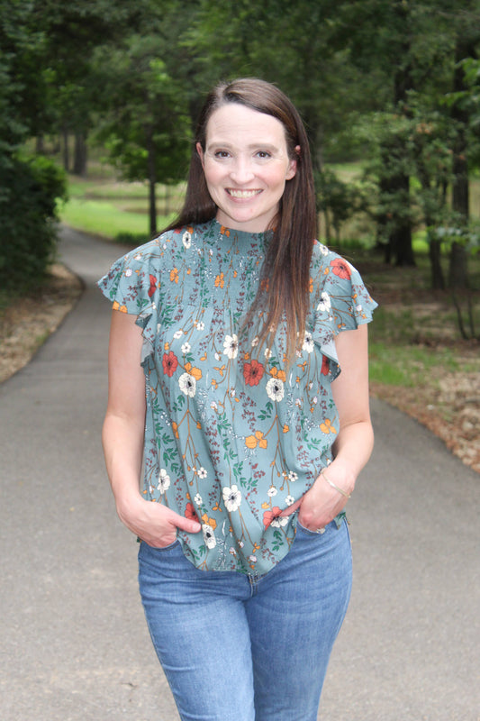 Floral Mock Neck Top