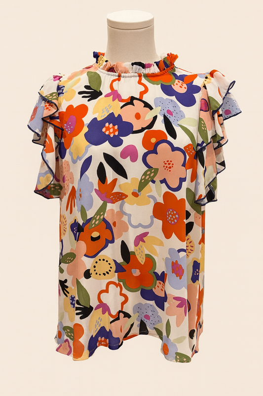 Floral Print Ruffle Top