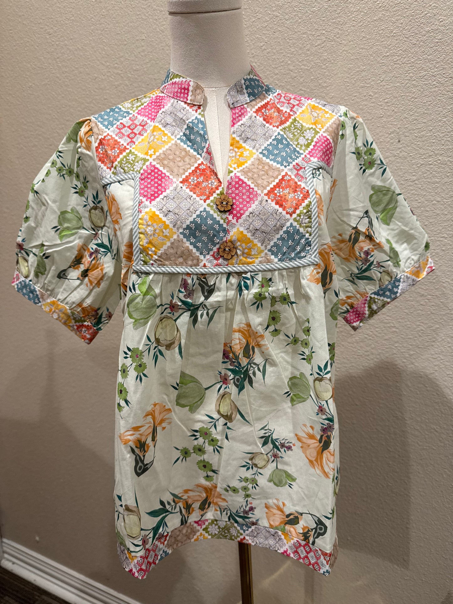 Patchwork Floral Boho Top